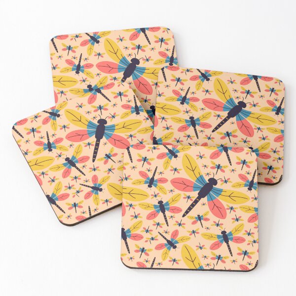Item preview, Light Orange Cute Kawaii Dragonfly Seamless Pattern Design designed and sold by NadDot.