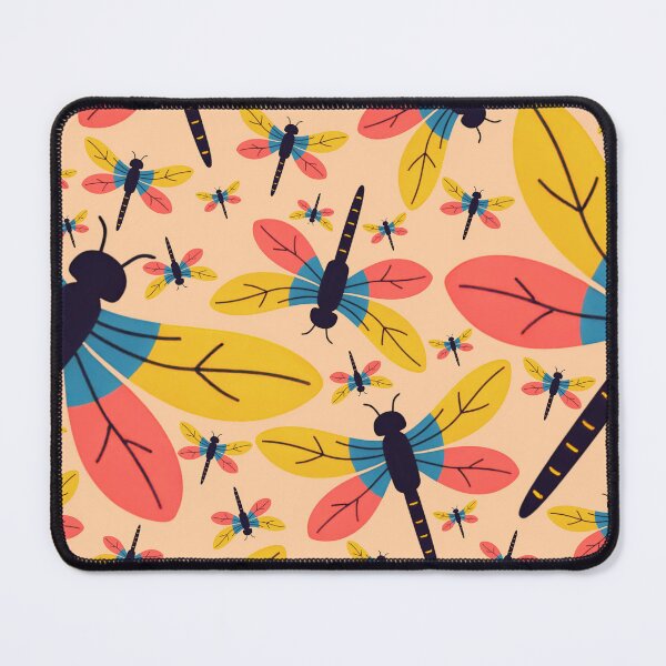 Item preview, Light Orange Cute Kawaii Dragonfly Seamless Pattern Design designed and sold by NadDot.