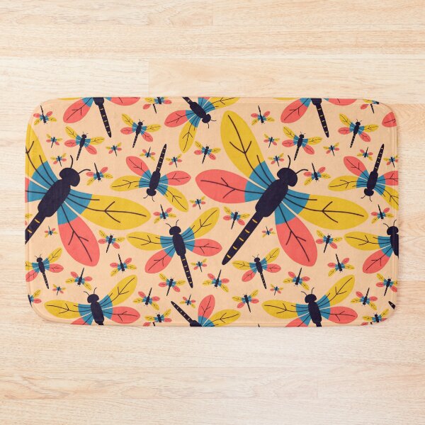 Item preview, Light Orange Cute Kawaii Dragonfly Seamless Pattern Design designed and sold by NadDot.