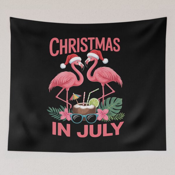 Item preview, Christmas in July Pink Flamingo with Santa Hat designed and sold by TrinaEspinoza.