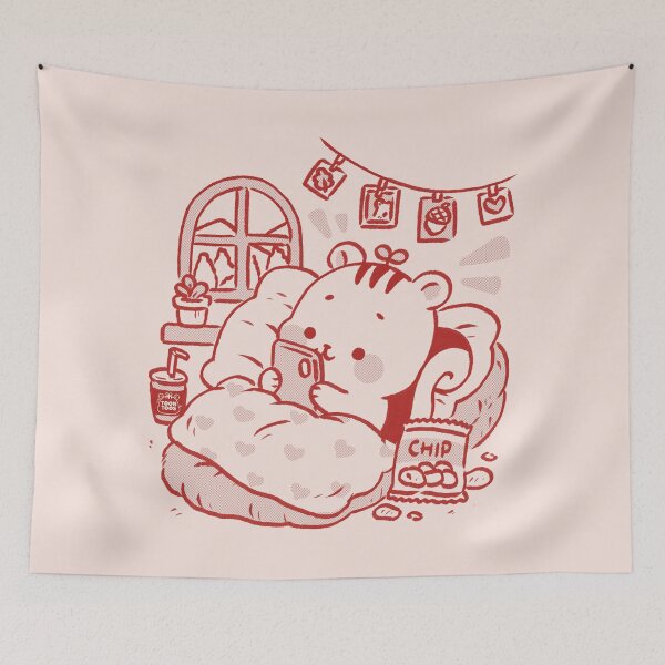 Item preview, Cozy Bed Rotting Club Cute Squirrel Line Art Illustration designed and sold by ToonToos.