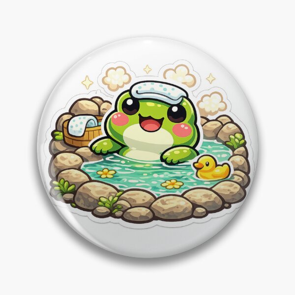 Item preview, Spa Frog Relaxing in Hot Spring – Cozy Cartoon Frog Aesthetic designed and sold by ArtsyExplorer.