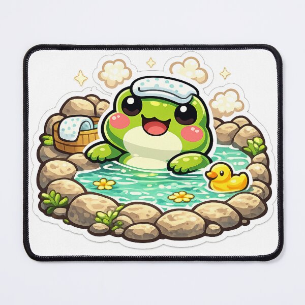 Item preview, Spa Frog Relaxing in Hot Spring – Cozy Cartoon Frog Aesthetic designed and sold by ArtsyExplorer.