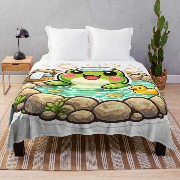 Item preview, Spa Frog Relaxing in Hot Spring – Cozy Cartoon Frog Aesthetic designed and sold by ArtsyExplorer.