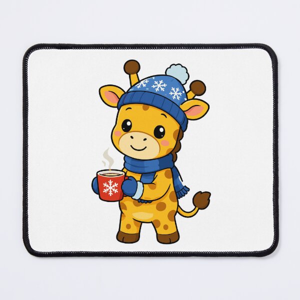 Item preview, Cute Winter Giraffe Cartoon – Cozy Kawaii Giraffe with Hot Coffee designed and sold by Krincydigitalart.