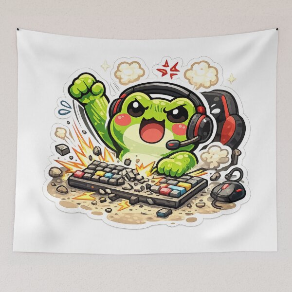 Item preview, Rage Gamer Frog – Funny Keyboard Smash Cartoon Meme Art designed and sold by ArtsyExplorer.