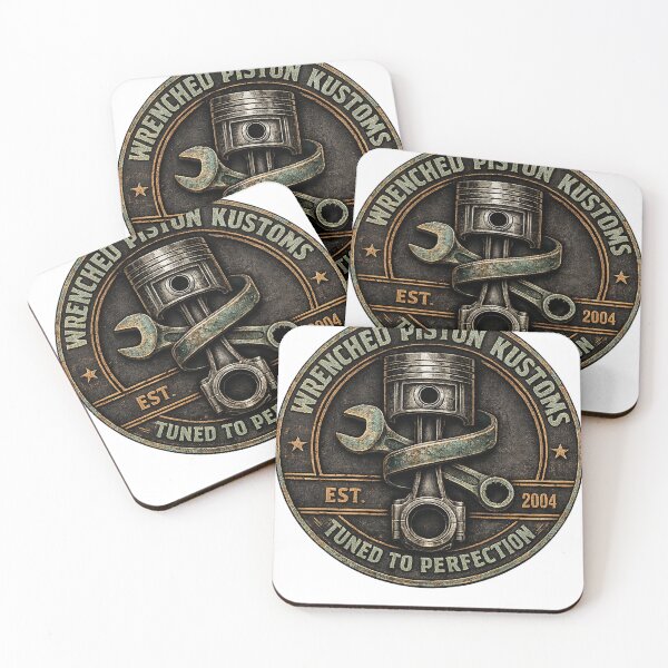 Item preview, Trenched Piston Kustoms – Tuned to Perfection Vintage Badge designed and sold by Ermicioi.