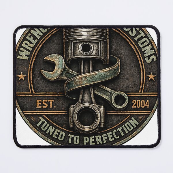 Item preview, Trenched Piston Kustoms – Tuned to Perfection Vintage Badge designed and sold by Ermicioi.