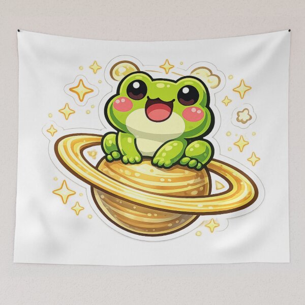 Item preview, Saturn Space Frog – Cute Cosmic Cartoon Frog Adventure designed and sold by ArtsyExplorer.