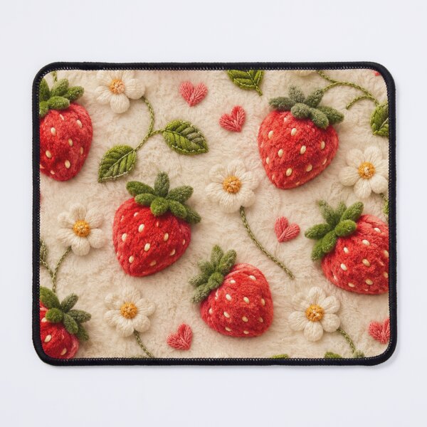 Item preview, Strawberry in beige background pattern velvet and crochet  designed and sold by Heaven1111.