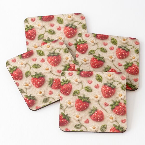 Item preview, Strawberry in beige background pattern velvet and crochet  designed and sold by Heaven1111.