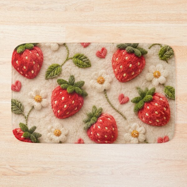 Item preview, Strawberry in beige background pattern velvet and crochet  designed and sold by Heaven1111.