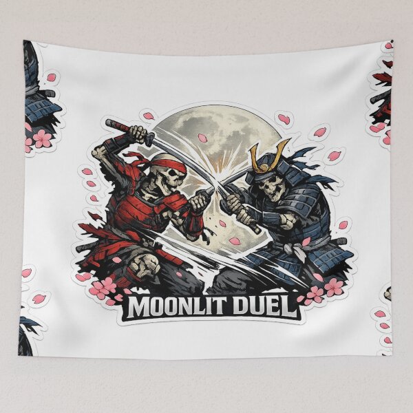 Item preview, Moonlit Duel Skeleton Samurai Sticker | Dark Anime Katana Fight Art designed and sold by Ecocrushstudio.