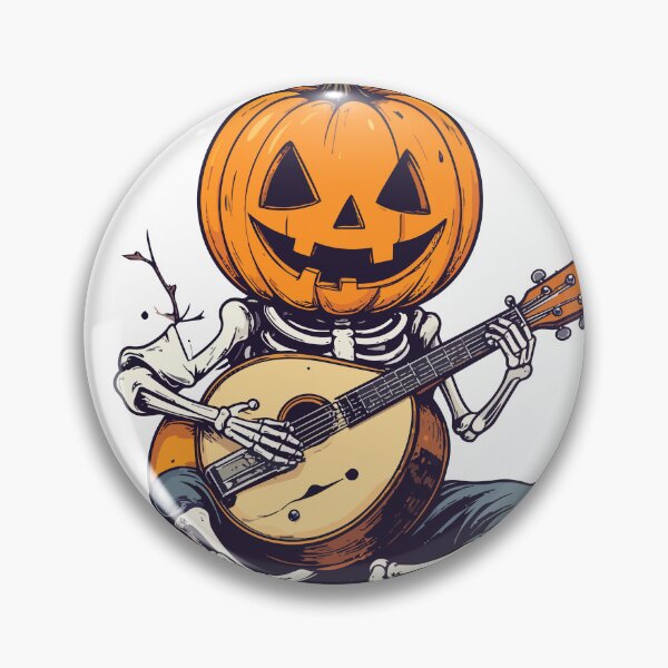 Item preview, Pumpkin Skeleton Playing Mandolin Halloween Music Illustration designed and sold by PARINCREATE.
