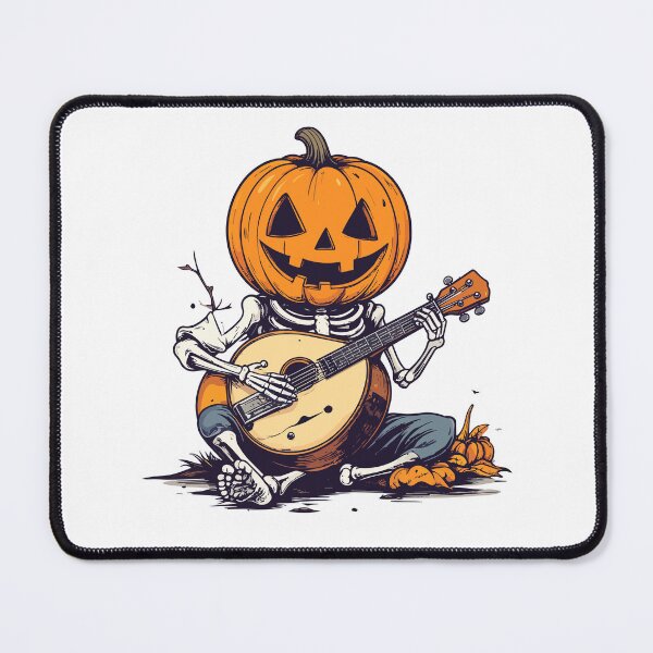 Item preview, Pumpkin Skeleton Playing Mandolin Halloween Music Illustration designed and sold by PARINCREATE.