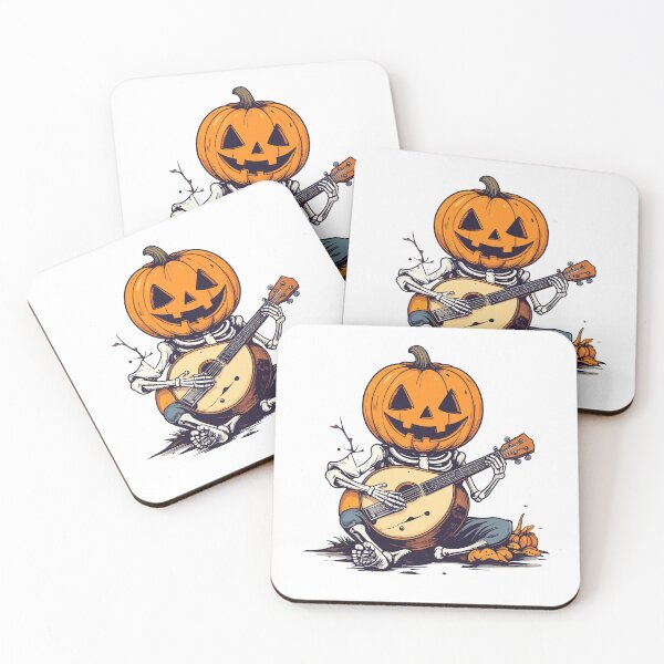 Item preview, Pumpkin Skeleton Playing Mandolin Halloween Music Illustration designed and sold by PARINCREATE.