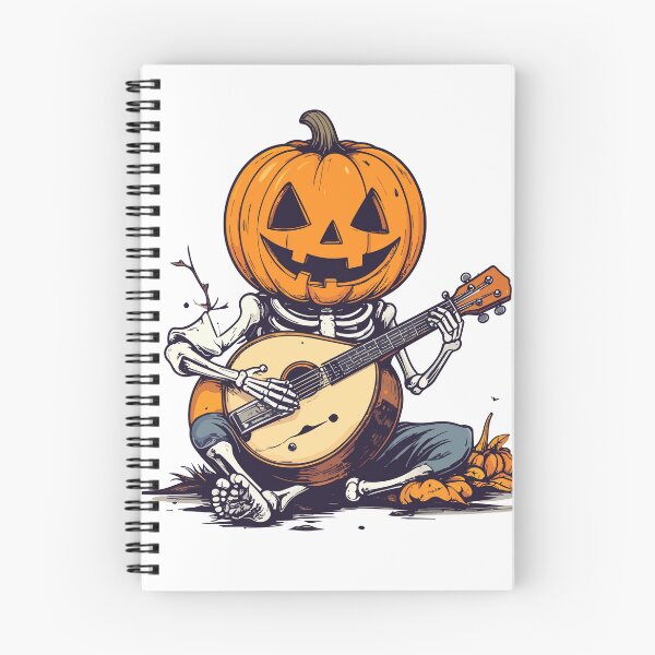 Item preview, Pumpkin Skeleton Playing Mandolin Halloween Music Illustration designed and sold by PARINCREATE.