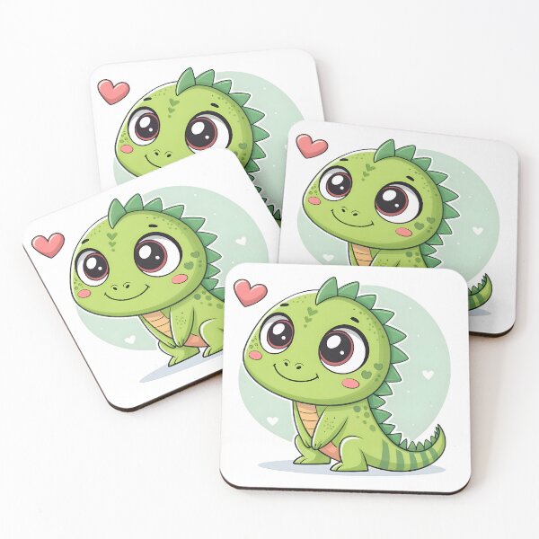 Item preview, Happy Kawaii Iguana Love – Pastel Reptile Cartoon Art designed and sold by Sprklebrand.