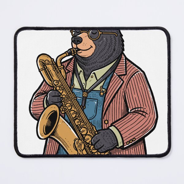 Item preview, Funny Animal Pun : Bearitone Sax designed and sold by mazyoy.