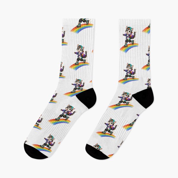 Item preview, Roller Skating Cat – Neon Rainbow Fun Design designed and sold by Dogandesighn.