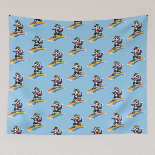 Item preview, Roller Skating Cat – Neon Rainbow Fun Design designed and sold by Dogandesighn.