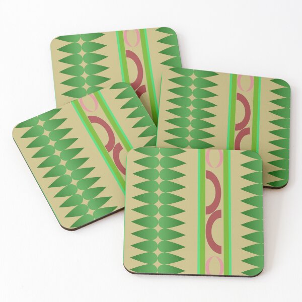 Item preview, Abstract Geometric Ethnic Seamless Pattern with Green Leaf Shapes and Retro Decorative Elements designed and sold by EiArtist.