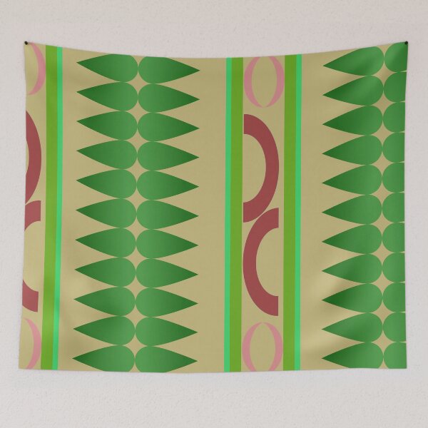 Item preview, Abstract Geometric Ethnic Seamless Pattern with Green Leaf Shapes and Retro Decorative Elements designed and sold by EiArtist.