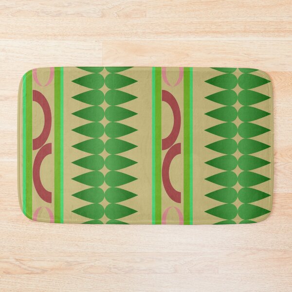 Item preview, Abstract Geometric Ethnic Seamless Pattern with Green Leaf Shapes and Retro Decorative Elements designed and sold by Ei-Ei.