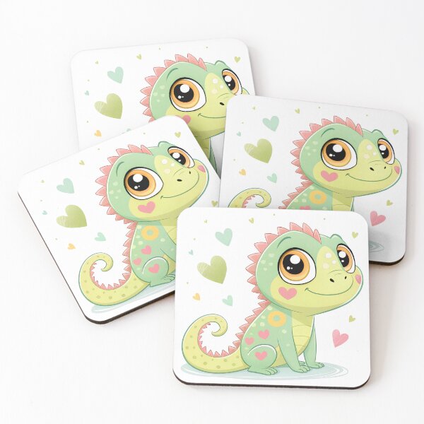 Item preview, Kawaii Chibi Iguanna with Sparkling Pastel Hearts - Pastel Lizard Magic designed and sold by Sprklebrand.
