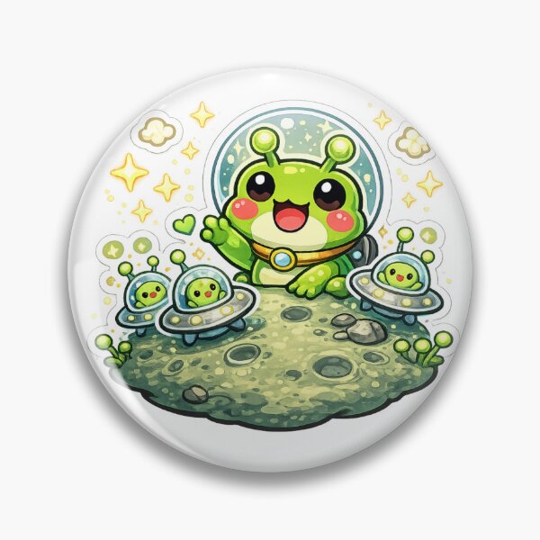 Item preview, Alien Frog & Tiny UFO Friends – Cute Cosmic Cartoon Adventure designed and sold by ArtsyExplorer.