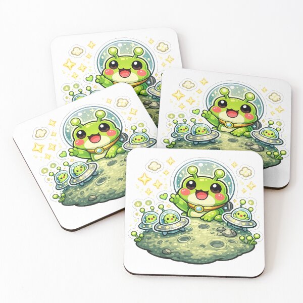 Item preview, Alien Frog & Tiny UFO Friends – Cute Cosmic Cartoon Adventure designed and sold by ArtsyExplorer.