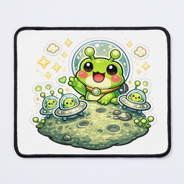Item preview, Alien Frog & Tiny UFO Friends – Cute Cosmic Cartoon Adventure designed and sold by ArtsyExplorer.