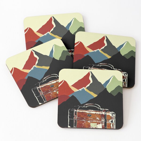 Item preview, Vintage Travel Wanderlust - Retro Mountain Adventure and Suitcase Art designed and sold by myforestfog.