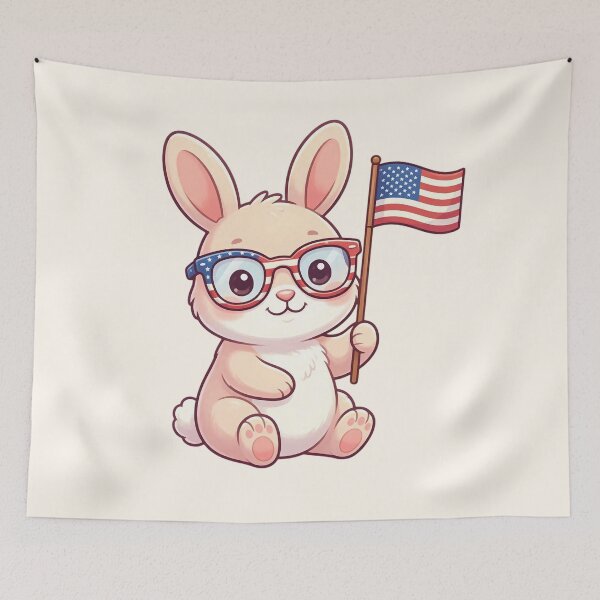 Item preview, Cute Patriotic Bunny With American Flag  designed and sold by SweetLilith.