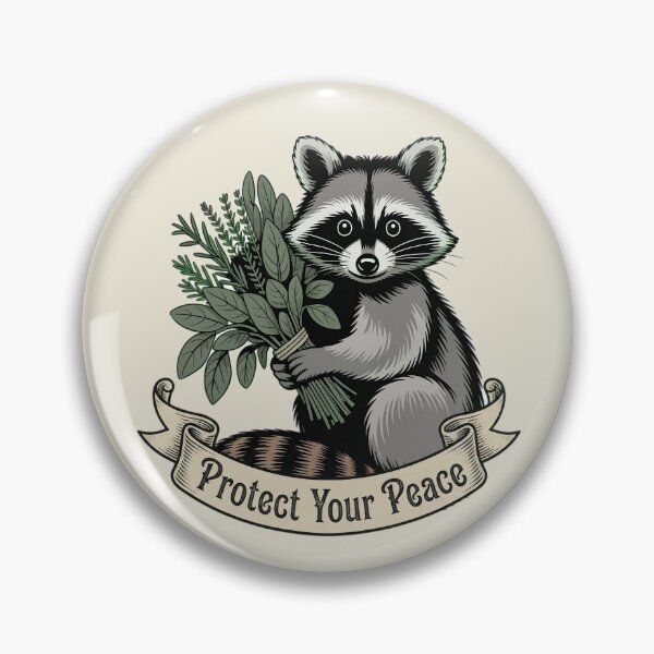 Item preview, Protect Your Peace Vintage Raccoon Botanical Art designed and sold by AlexandraSand.