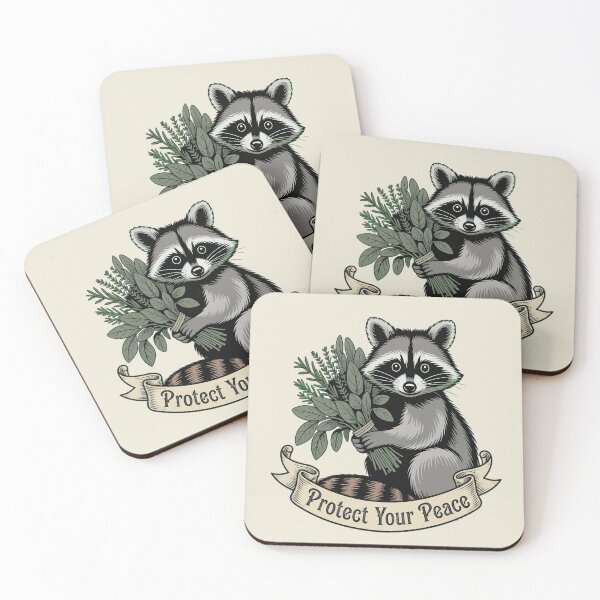 Item preview, Protect Your Peace Vintage Raccoon Botanical Art designed and sold by AlexandraSand.