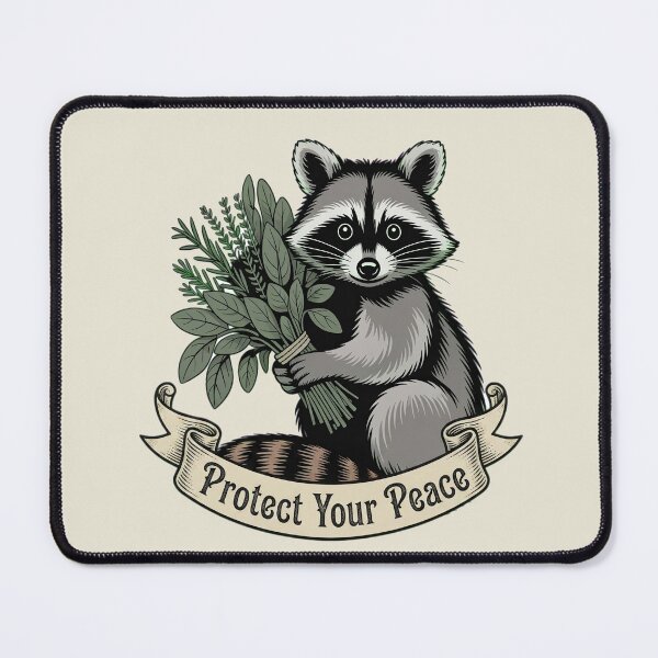 Item preview, Protect Your Peace Vintage Raccoon Botanical Art designed and sold by AlexandraSand.