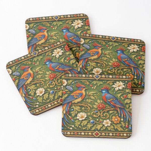 Item preview, Two birds amidst a lush floral ornament designed and sold by Sigtrix.