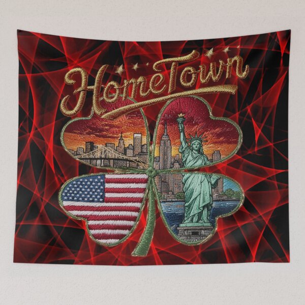 Item preview, The symbols of New York and the American spirit in a four-leaf clover designed and sold by Kimenta.