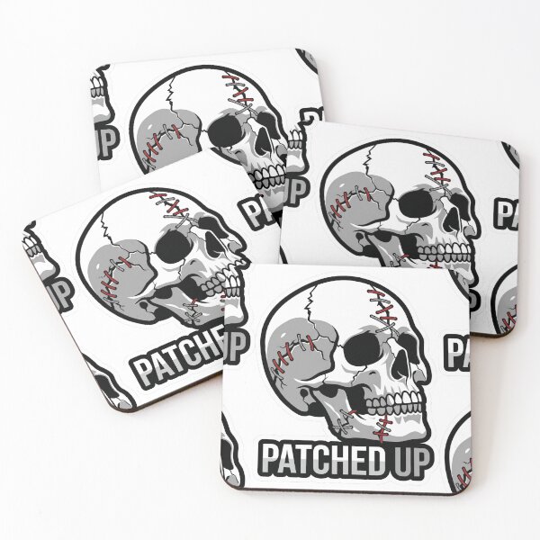 Item preview, PATCHED UP Cracked Skull Sticker | Dark Humor Gothic Skeleton Art designed and sold by Ecocrushstudio.