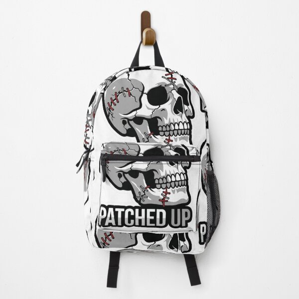 Item preview, PATCHED UP Cracked Skull Sticker | Dark Humor Gothic Skeleton Art designed and sold by Ecocrushstudio.