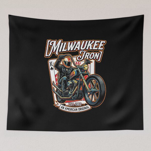 Item preview, Milwaukee Iron Harley Davidson Custom Chopper Illustration designed and sold by enzoade.