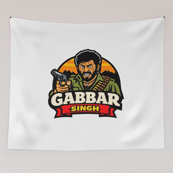 Item preview, Gabbar Singh Retro Action Artwork – Vintage Bollywood Inspired Gangster Design designed and sold by Krincydigitalart.