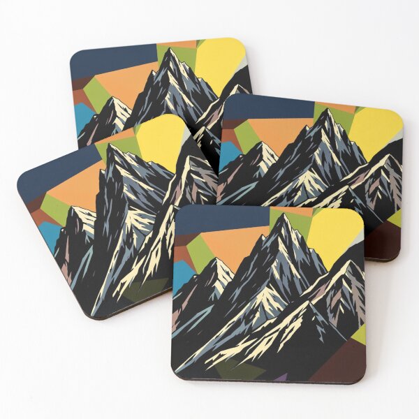 Item preview, Majestic Mountain Peaks - Colorful Abstract Geometric Pop Art Landscape designed and sold by myforestfog.