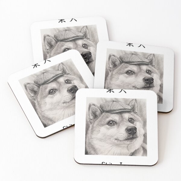 Item preview, Shiba Inu in Newsboy Cap — Pencil Portrait Dapper Dog Art designed and sold by CoolyJapan.