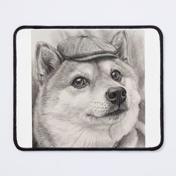 Item preview, Shiba Inu in Newsboy Cap — Pencil Portrait Dapper Dog Art designed and sold by CoolyJapan.