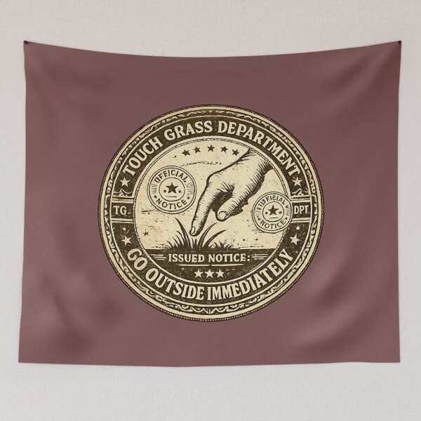 Item preview, Touch Grass Department Official Notice Go Outside – Funny Vintage Seal | Internet Humor Gift designed and sold by irfanshikh.