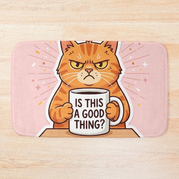 Item preview, Grumpy Orange Cat Morning Coffee Mood designed and sold by seven things shop.