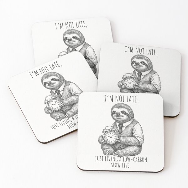 Item preview, I'm Not Late I'm On Sloth Time - Funny Lazy Sloth Quote Art designed and sold by TaiwanMemory.
