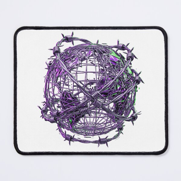 Item preview, Cyber Grunge Barbed Wire Globe | Futuristic Y2K Chrome World Graphic designed and sold by ohayozriva.